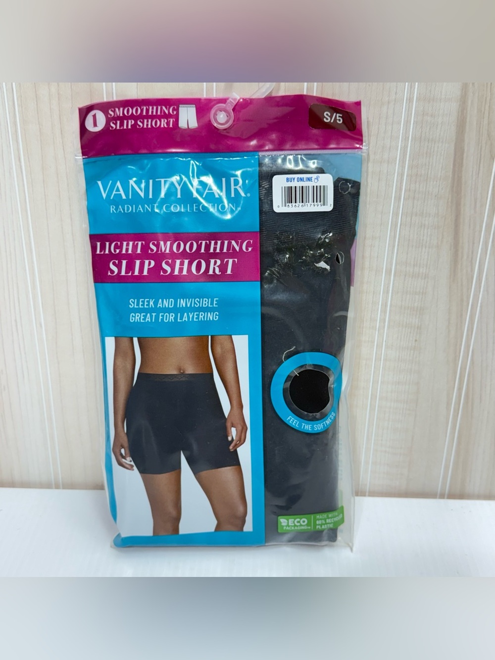 Vanity Fair Light Smoothing Slip Short in Black